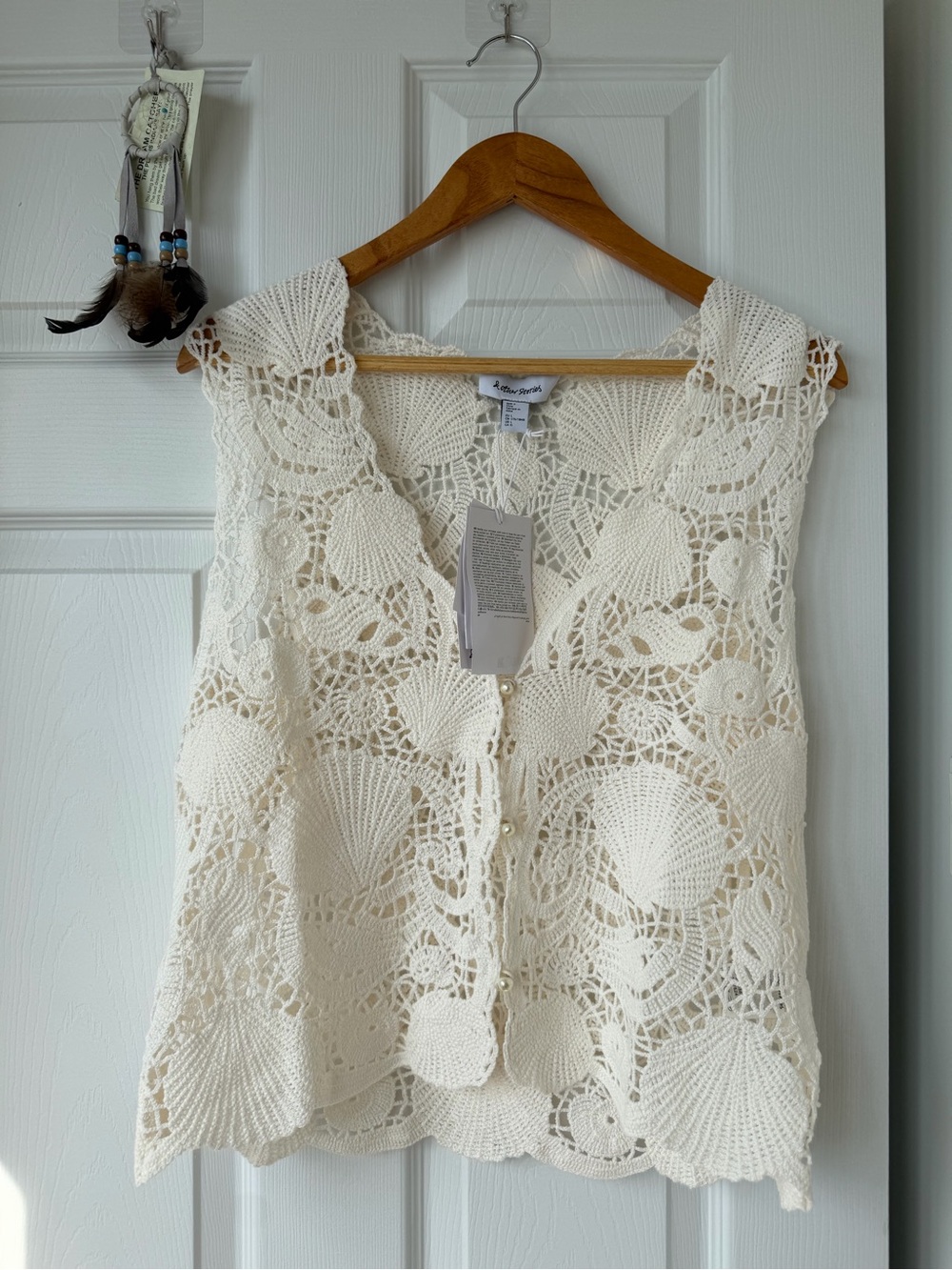 & Other Stories Cream Crochet Lace Shell Top